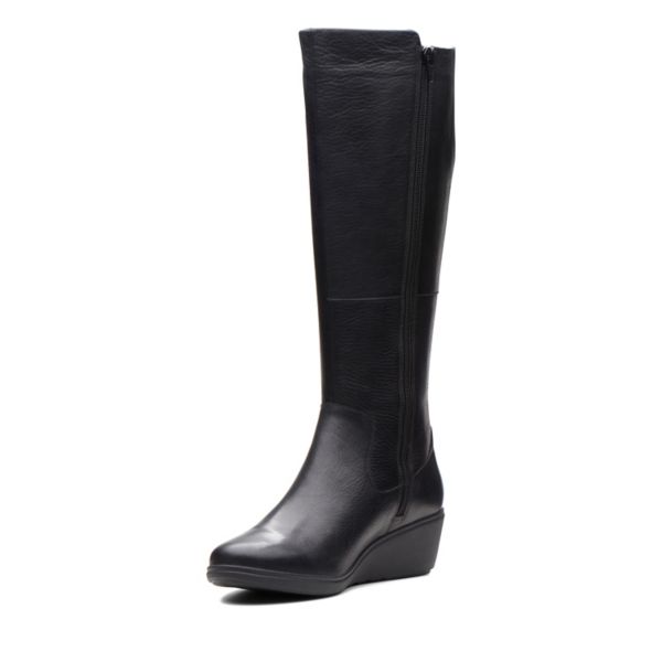 Clarks Womens Un Tallara Esa Knee High Boots Black | UK-6572319